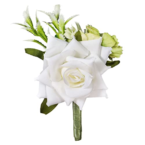 Boutonniere Brooch Flower Bridegroom Groom Men's Boutineer with Pin for Wedding, Prom, Homecoming