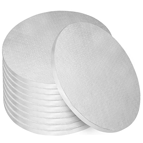 NINGWAAN 10 Pack 12 Inch Cake Drum Round, 1/2 Inch Thickness Silver
