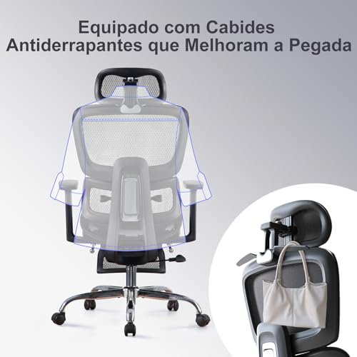 LarkLeaves Cadeira de Escritório com Descanso para os Pés, Cadeira Ergonômica com Encosto de Cabeça