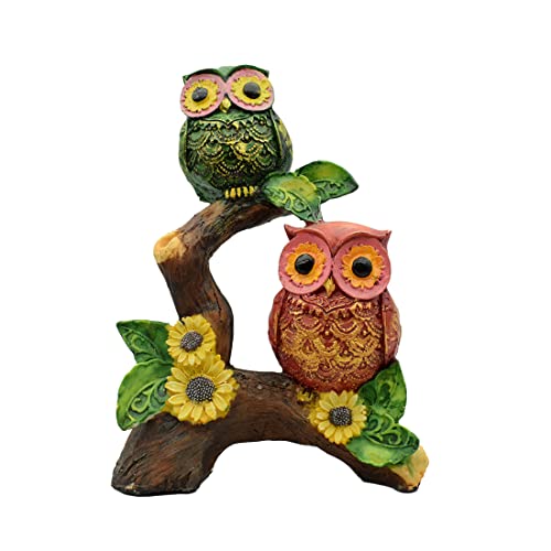 Image of Puja N Pujari The Owl Showpiece Idol Sitting on Tree for Home and Office Decor