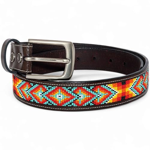 Handmade beaded Leather Belt For Women And Men, Cowboy Cowgirl Gift Accessory.3