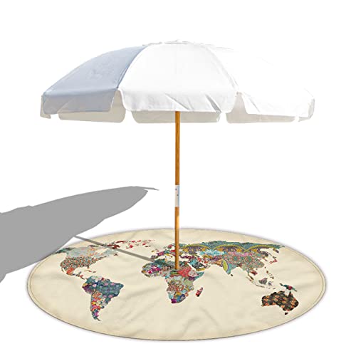 Tapis De Pique-Nique Tapis De Camping Couverture Pique Nique Tapis De Parasol Trou De 8 Cm Plus Bouton Pression Tapis De Plage En Velours Double Face/Matériau De Serviette Serviette De Plage Modèle De Cover