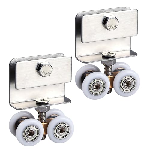 2 Stück Duschkabine Rollen, Leise Laufrollen Schiebetür, Aluminiumlegierung Duschtür Rollen, Beschläge für Schiebetüren, für Duschtüren, Glastüren, Schranktüren (2)