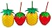 BWG Lot de 4 gobelets en plastique avec pailles réutilisables Motif ananas et fraises