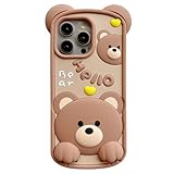 wifantien 3D Bear Case,Cartoon Cute Kawaii Character Funny Teddy Bear Kids Teens Girls Women Shockproof Soft Silicone Case for iPhone 12/iPhone 12 Pro 6.1 inch