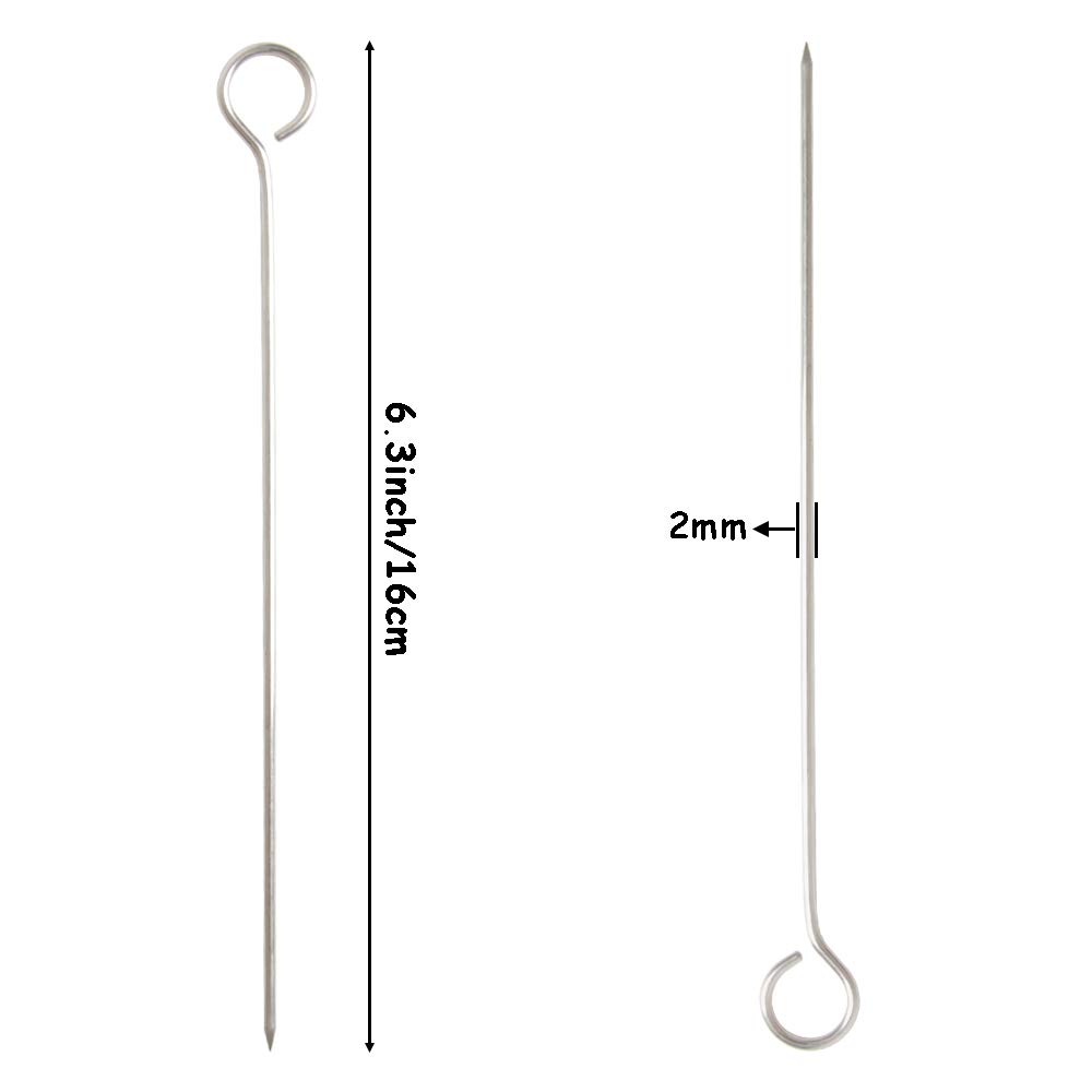 YalansmaiP - 20 spiedini da tacchino, in acciaio INOX, 6,3 cm, per tacchino e pollame, arrosto, oca, per barbecue, shish, kebab