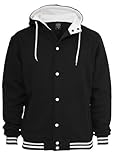  Urban Classics Hooded College Sweatjacket, black/white, Grš§e XS