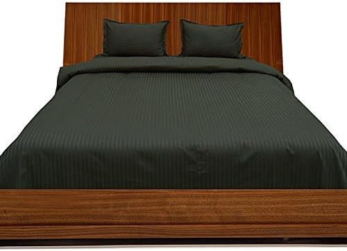 LaxLinen 500TC Super Soft Quality Egyptian Cotton 4PC Sheet Set 15" Inch Extra Deep Pocket Queen Bed Size, Black Stripe 500-Thread Count