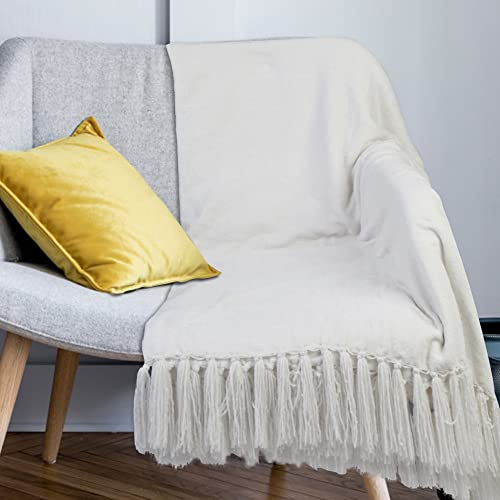 Vhorate Throw Blanket For Couch Sofa Bed Chair, 50In X 60In Soft Cozy Chenille Living Room Blanket With Tassel, Comfy All Seasons Suitable For Women Men And Kids #TOP4