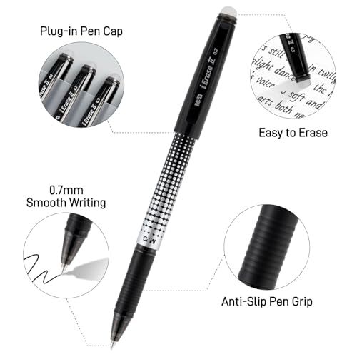 Bolígrafos borrables M&G, 6 piezas, tinta negra 0.7 mm miniatura 5