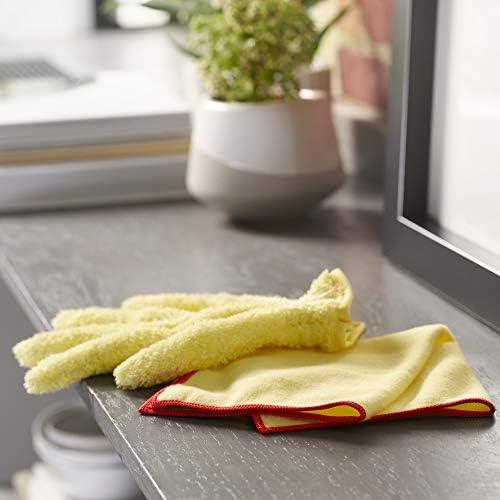E-Cloth High Performance Dusting Glove, Microfibre Cleaning Mitts, Traps Dust, Pollen, Pet Fur, and Hair, Great for Wood and Leather Surfaces, Washable and Reusable, 100 Wash Promise, Yellow, 1 Pack