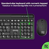 NEWWAY NKMP252 – Kabellose Tastatur Maus Set 2,4 GHz – QWERTZ Deutsch – Leise Tasten, 14 Multimedia-Tasten, Leichte Ergonomische 6-Tasten-Maus, Mauspad Inklusive, Lange Batterielaufzeit (Schwarz) – Ansicht 6