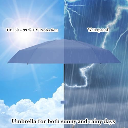 Mini Parapluie Pliable Compact Sykrawki - Anti-UV UPF50+, Coupe-Vent, Ultra Léger Avec Housse Capsule - Parfait Pour Voyage Hommes & Femmes