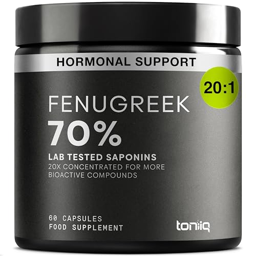 Fenugreek Capsules 25 000mg Equivalent 1250mg Ultra High Potency 20:1 Extract 70% Saponins Standardised Third-Party Tested 60 Capsules