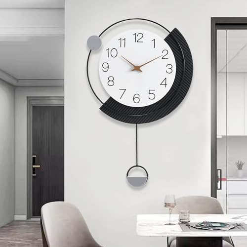 Reloj de pared, relojes de pared decorativos con péndulo, reloj de pared de cuarzo de calidad silenciosa, funciona con pilas, reloj de pared grande para sala de estar, cocina, hogar, baño, dormitorio,