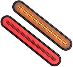 12v 24v LED 2pcs Sequential Turn Signal Marker Lamp Tail Lamp for Truck Boat Trailer Large Size Tail Lamp Marker Lens (2pcs)