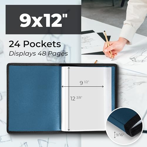 image for Dunwell Art Portfolio 9x12 Folder (Blue), Black Mounting Paper, Portfo