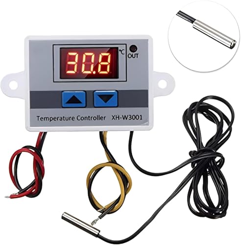 Image of Hexonix XH-W3001 Digital Display Temperature Controller 220V 10A | LED Temperature Controller with Thermostat Control Switch Probe - White