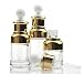 Produktbild 1 x 20 ml leere nachfüllbare gehobene Klarglasflasche für Aromatherapie, Parfüm, ätherisches Öl, Elite Flüssigkeit, Kosmetikgefäß mit Glaspipette, Augentropfen (20 ml, Gold)