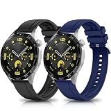 KeeFos 2 Pezzi 18mm Cinturino per Huawei Watch GT6 41mm/GT5 Pro 42mm/GT5 41mm/GT4 41 mm/Huawei Watch 5 42mm, Silicone Morbido Cinturino di Sportivo Ricambio - Nero+Blu