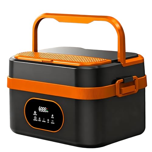 Gamexop Upgraded Cordless Electric Lunch Box, 1.5L Rechargeable Heated Lunch Box Battery Powered Stainless Steel Self-Heating Food Warmer Gift for Indoor Outdoor Work Office Camping Travel