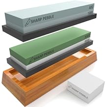 Sharp Pebble Knife Sharpening Stones Kit with 400/1000 and 3000/8000 Grit with Flattening Stone