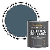 Rust-Oleum Blue Scrubbable Kitchen Cupboard Paint in Satin Finish - Blueprint 750ml