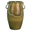 Design Toscano SS11344 LED Light-Ceramic Rippling Jug Garden Decor Fountain-Outdoor Water Feature, green