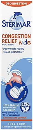 Sterimar Congestion Relief Kids - 100 Percent Natural Sea Water Based Nasal Spray - 50 ml Can