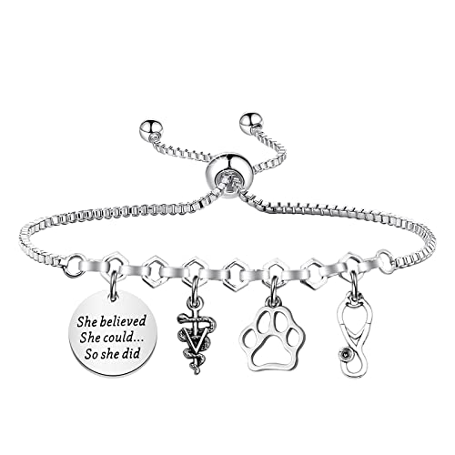 PLITI Veterinarian Gift Vet Tech Appreciation Gift She Believed She Could So She Did Veterinary Student Graduation Bangle