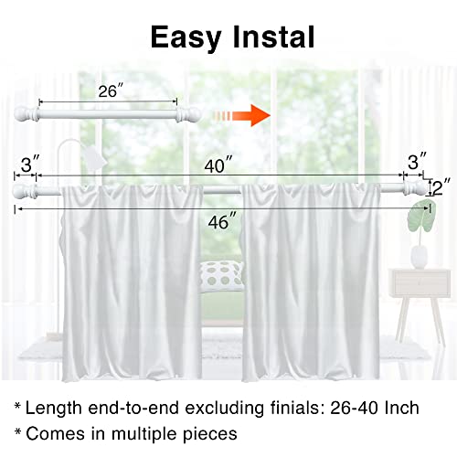 1 Inch White Curtain Rod For Windows 26 To 42 Inch With Window Treatment Hardware - Decorative Bedroom Kitchen Drapery Window Curtain Rod And Bracket Set For Drapes And Curtains #TOP3