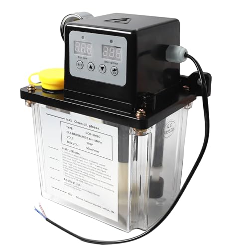FUZIDDN 110V 2L Automatic Lubricating Oil Pump for CNC Machine - Programmable Digital Electromagnetic Lubrication Pump with Pressure Gauge & Low Oil Level Alarm