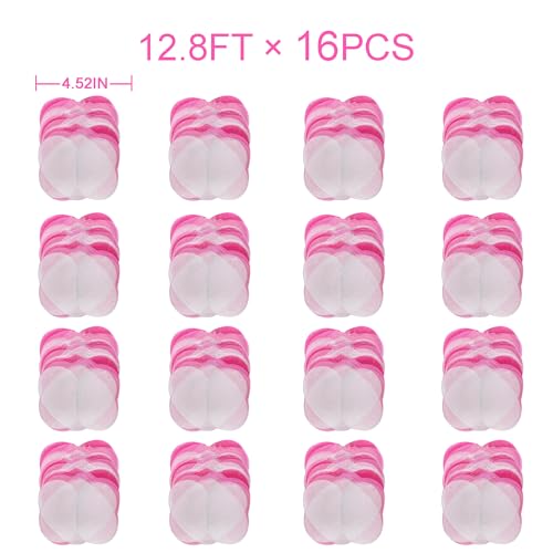 Image of 205 Ft Hot Pink Party Decorations Ombre Pink White Heart Backdrop Streamer Tissue Paper Heart Hanging Garland for Birthday Bachelorette Valentines Day Wedding Bridal Shower Engagement Party Supplie