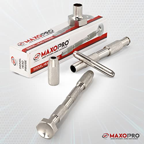 Swivel Head Pin Vise Hand Drill With Two Reversible Collets – Size Range ( 0 - 2.381 Mm) - Nickel Plated, Anti- Slip Steel Body Resin Drill For Jewelry Making, Assembling, Diy Crafts - By Maxopro #TOP6