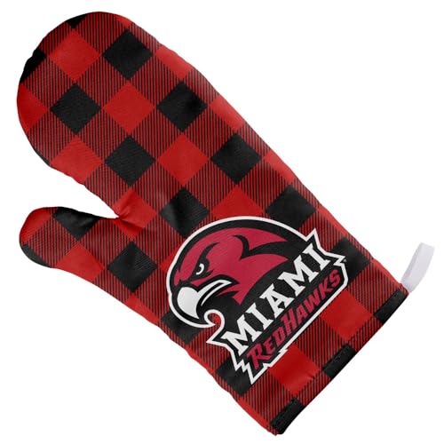 Miami University (OH) Buffalo Check Oven Mitt for Indoor/Outdoor Kitchen and BBQ