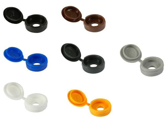 Hinged Screw Cover Caps White Yellow Black Blue Brown For 3-6mm (4g-12g) Screws (Pack of 20, 50, 100) (50, Large - White)