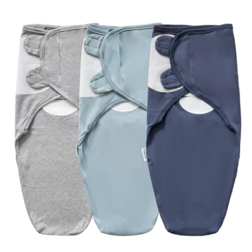 Image of Little Tots Swaddle Blanket for Baby Girl Boy Easy Change Infant Wrap 2 or 3 Pack Adjustable Sleep Sack for Newborn Babies 0-3 Month (Blue and Grey)