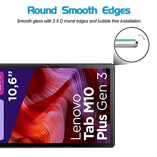 XunyLyee 2-Pack, Screen Protector for Lenovo Tab M10 Plus 3rd Gen 10.61" 2K TB-125F/ TB-128F Bubble Free Tempered Glass Film - Image 3