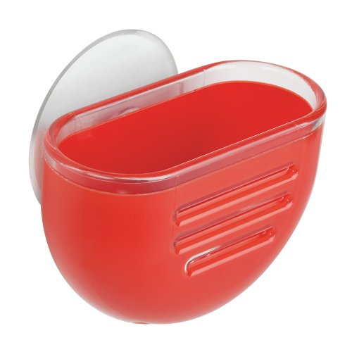 InterDesign Syncware Kitchen Sink Suction Holder for Scrubbers, Soap - Red/Clear