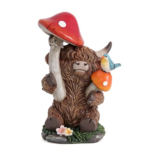 Highland Cow Figurines for Garden Decor,Garden Cows Decor for Outdoor Statues,Highland Cow Decorations for Outdoor Indoor Patio Yard Lawn Home Bathroom Shelf ,Animal Statues Cows Gifts for Women