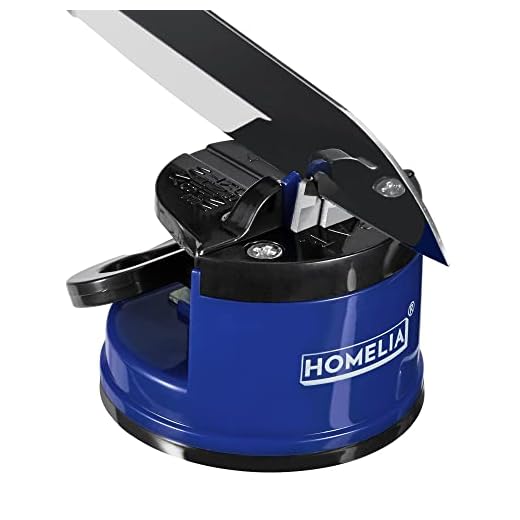 HOMELIA - Knife Sharpener with Suction Cup - Kitchen Knife Sharpeners - Pocket Knife Sharpener - Manual Blade Sharpener Blue