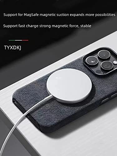 Tyxdkj Alcantara Compatible With Iphone 14 Pro Case With Handmade Semi-Wrapped Synthetic Suede Cover [Compatible With Magsafe ] Wireless Charging(Black) #TOP3