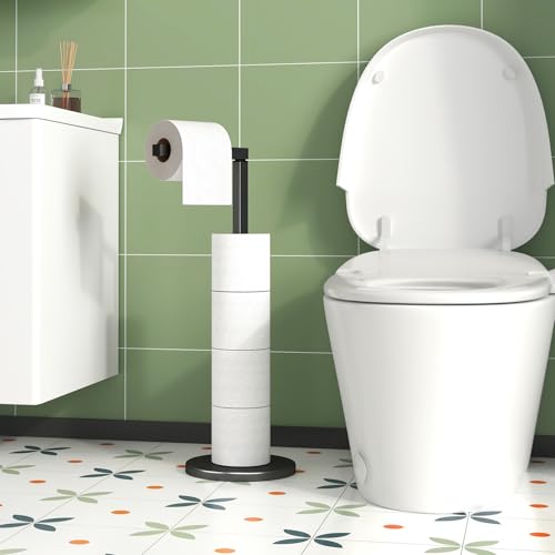 image for Fixwal Toilet Paper Holder Stand, Free Standing Modern Bathroom Holder