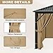 slashome 10'x12' Gazebo Curtains Outdoor Waterproof, Khaki Universal Replacement Curtain 4-Panels, Sidewalls with Zipper for Garden, Patio, Yard (Only Curtains)