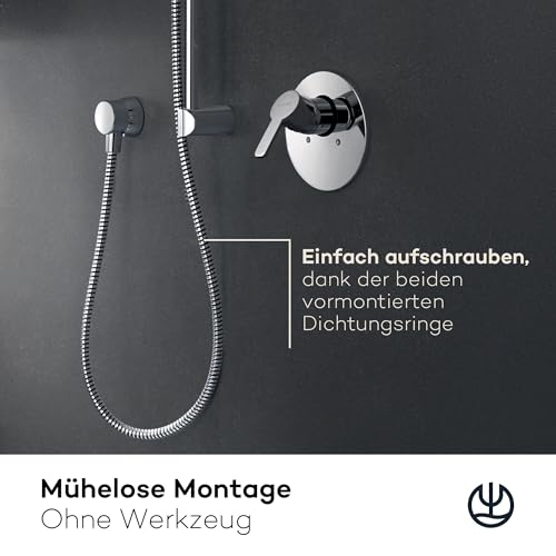 KLUDI-X1 Universal Duschschlauch 1,25 m, flexibler Brauseschlauch, knickfest, Standard Anschluss G1/2, kunststoffummantelt mit Metalleffekt, MADE IN GERMANY