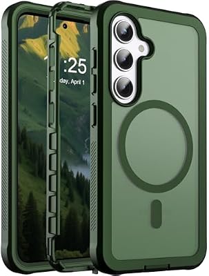 jaroco Magnetic for Samsung Galaxy S25 Case case, [Compatible with MagSafe][Military Grade Drop Protection][Heavy Duty Protection][Non-Slip][Shockproof] 2-Layer Bumper Phone Case 6.2"-Army Green