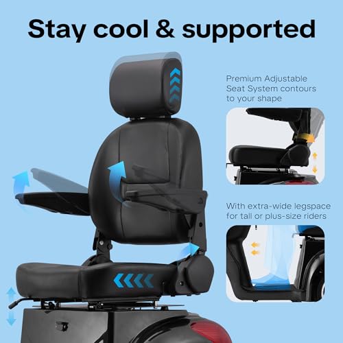 Image of Heavy Duty 3 Wheel Mobility Scooters for Seniors & Adults 500lbs Capacity-800W Mobility Scooters 31 Miles Long Range, All Terrain Electric Powered Mobility Scooters Handicap Mobility Scooter (Black)