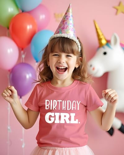 Image of Birthday Girl Shirt Toddler T-Shirt Kid Birthday Party Outfit Tee Gift for Girls 1st 2nd 3rd 4th 5th 6th 7th 8th Tops