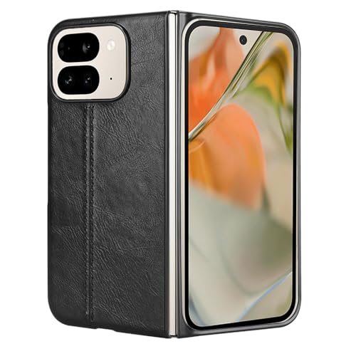 Coque Google Pixel 9 Pro Fold en cuir rétro chic noir