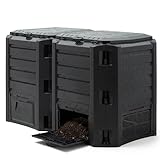 DEUBA® Composteur de Jardin 800 L Plastique Noir transformateur de déchets Couvercle et Trappe d'extraction bac à Compost